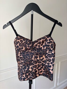 Princess Polly Leopard Satin Cami Top - Black & Copper